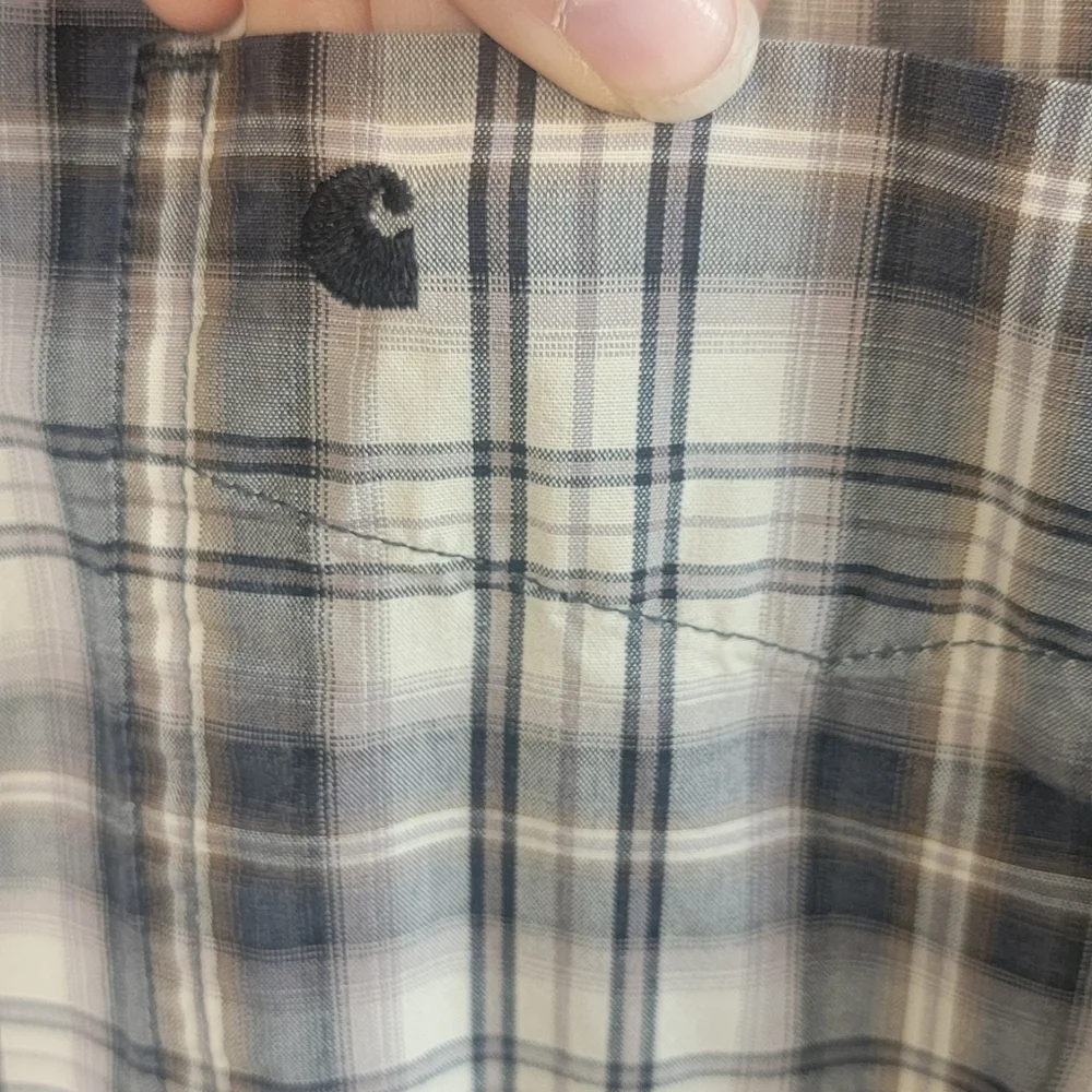 Carhartt Mens Stripe Embroidered Logo Relaed fit Buttoned Down Shirt Size‎ 2x - Picture 3 of 8